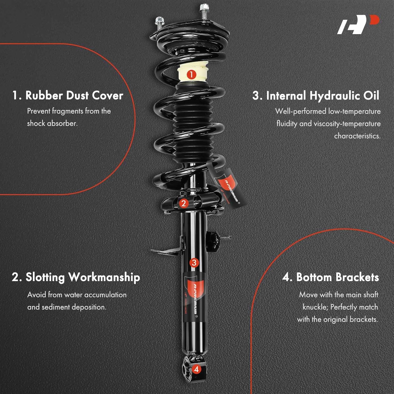 A-Premium Front Pair (2) Complete Strut and Coil Spring Assembly Compatible with Nissan 370Z 2009-2020, Driver and Passenger Side