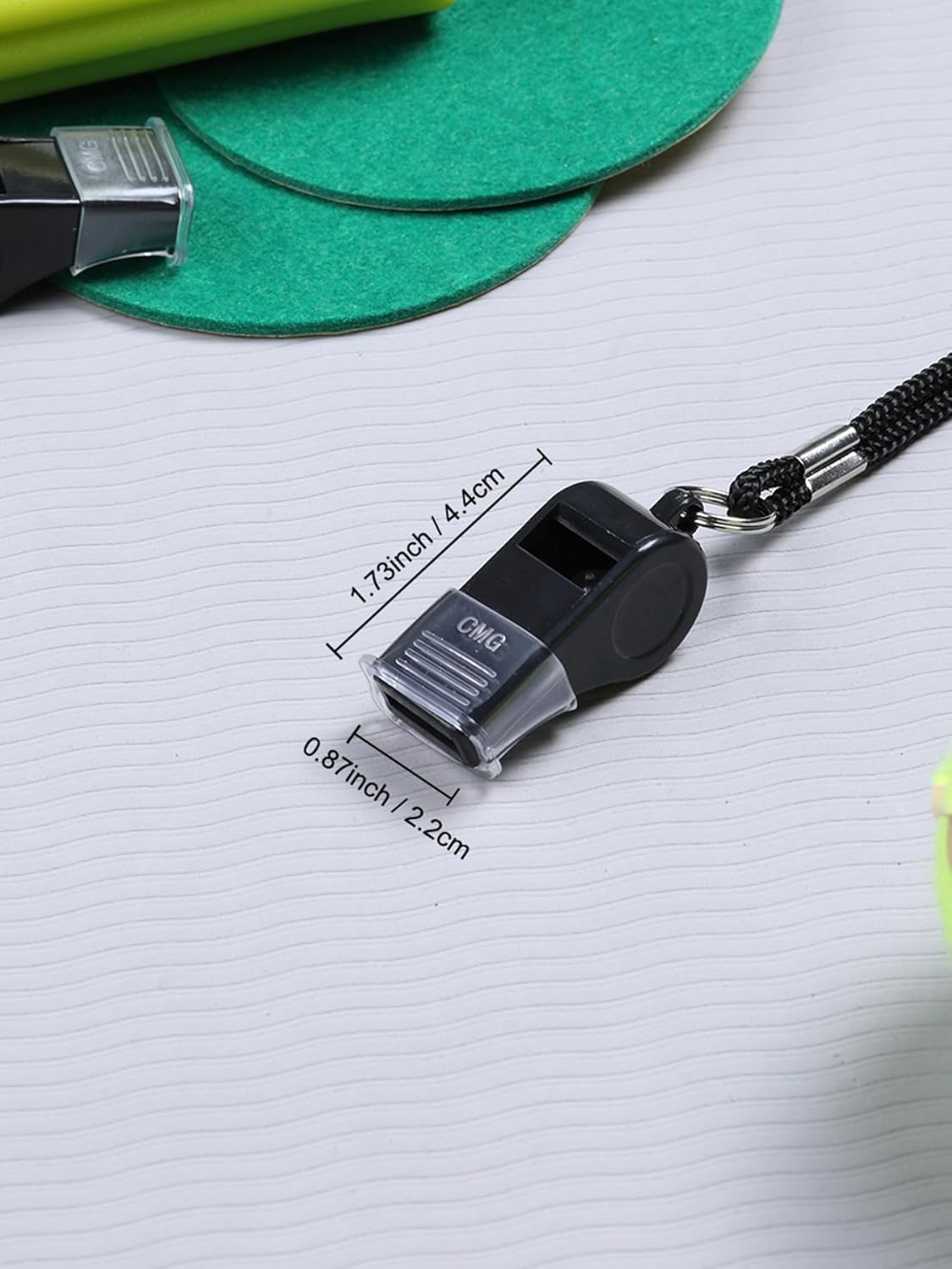 2 Pack, Whistle with Mouthpiece & Lanyard,Loud Plastic Whistle for Referees, Coaches, Emergencies, Sports, and Training, Black