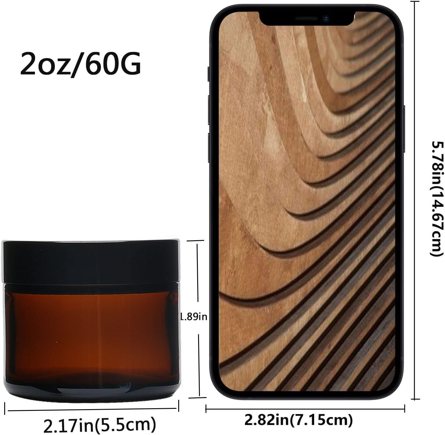 8Pack,2OZ Amber Round Glass bottle,Jars with 8 Lids, Empty Cosmetic Containers with Inner Liners,for Beauty Products, Cosmetic, Lotion, Powders,Cream Travel Home Container Storage (2 oz)