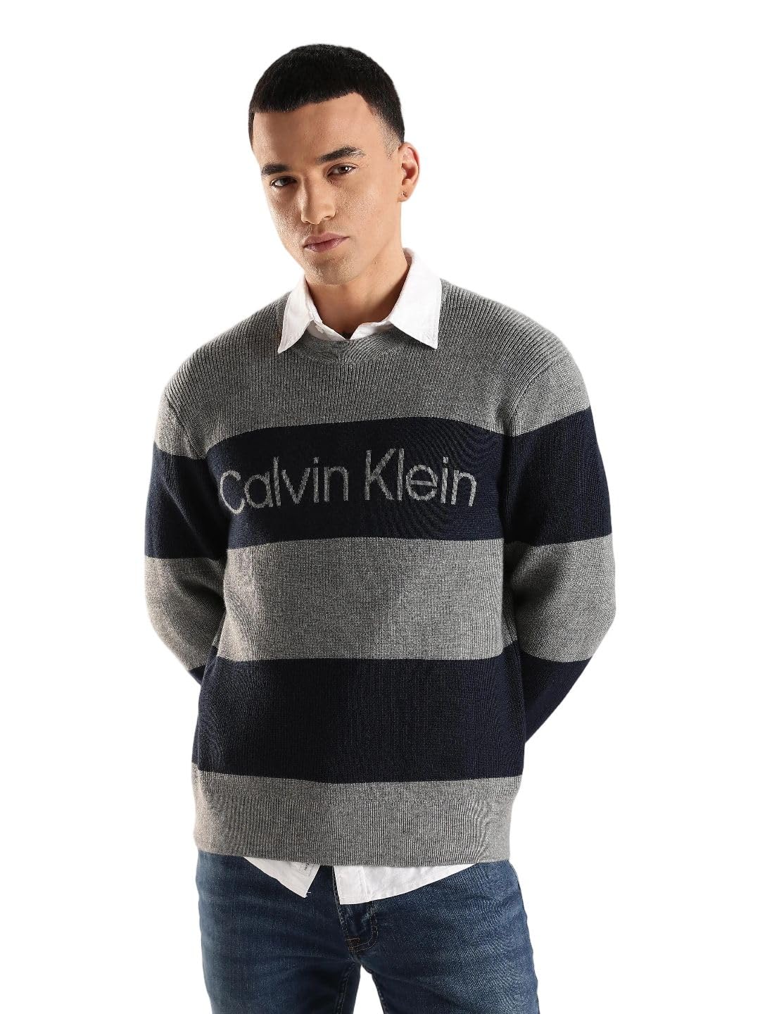 calvin klein jeans Logo Striped Oversized fit polyethylene Sweater-picture-41