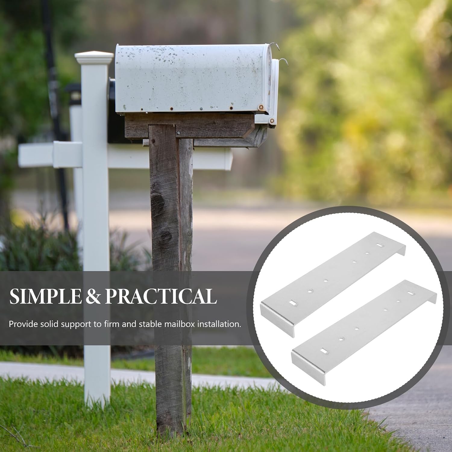Uonlytech 2pcs Metal Mailbox Mounting Repair Kit Bracket for Floor Mailboxes Easy Installation Secure Support Replacement for Post and Wall Mount