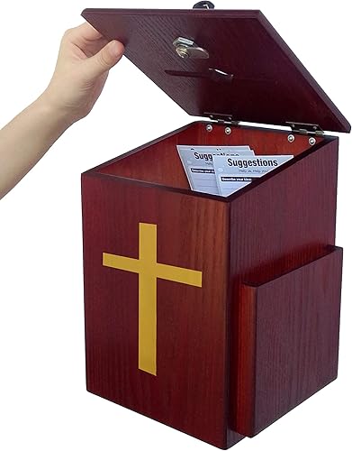 Miniatura 4 de FixtureDisplays - Caja de recaudación de fondos para la iglesia caja de sugesión con cruz roja caja de enseñanza de la iglesia cristiana caja de
