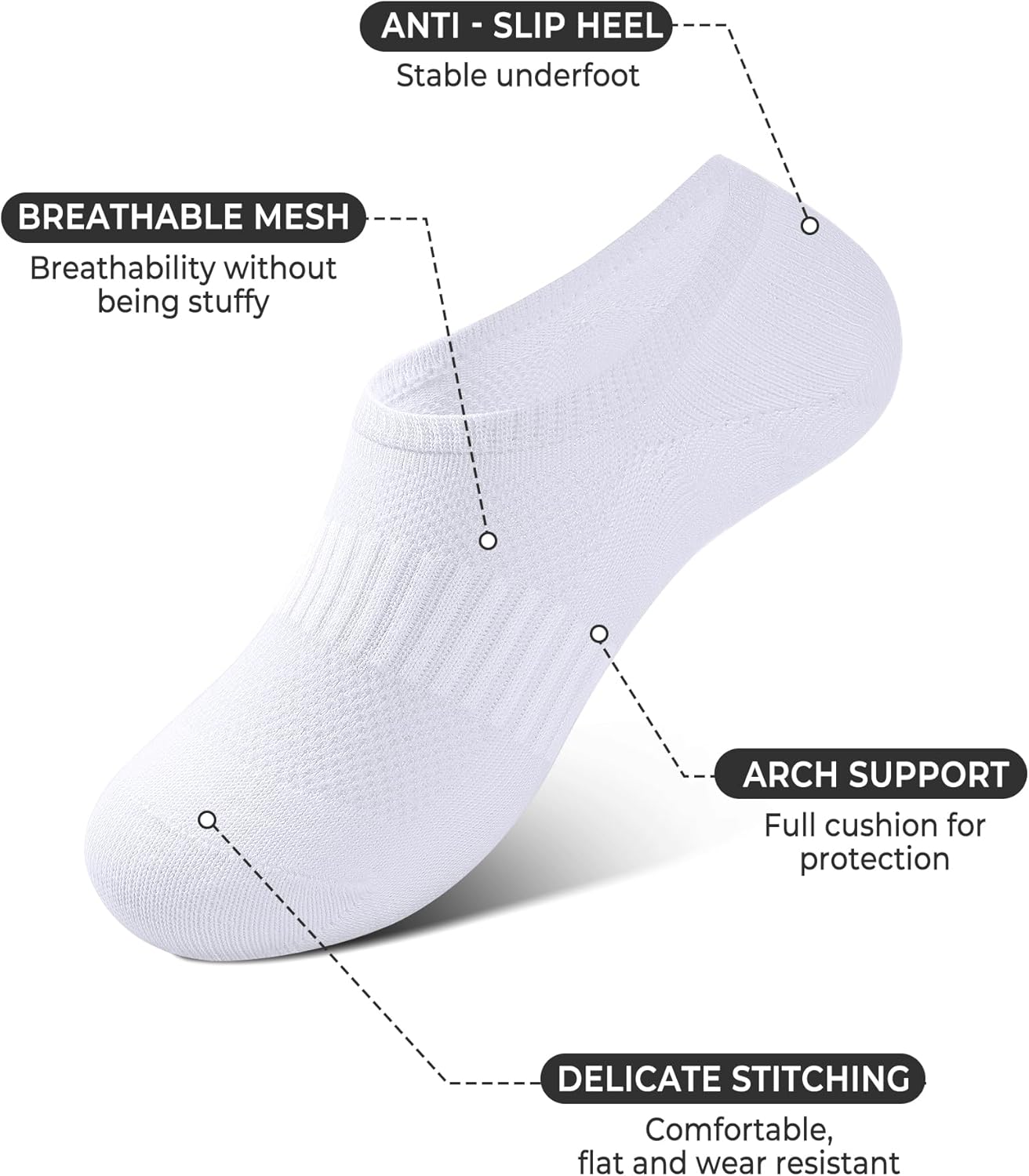 BOOPH 10 Pairs Kids Socks Boys Girls Athletic Ankle Socks Low Cut Cotton Non Slip No Show Sock - Image 4