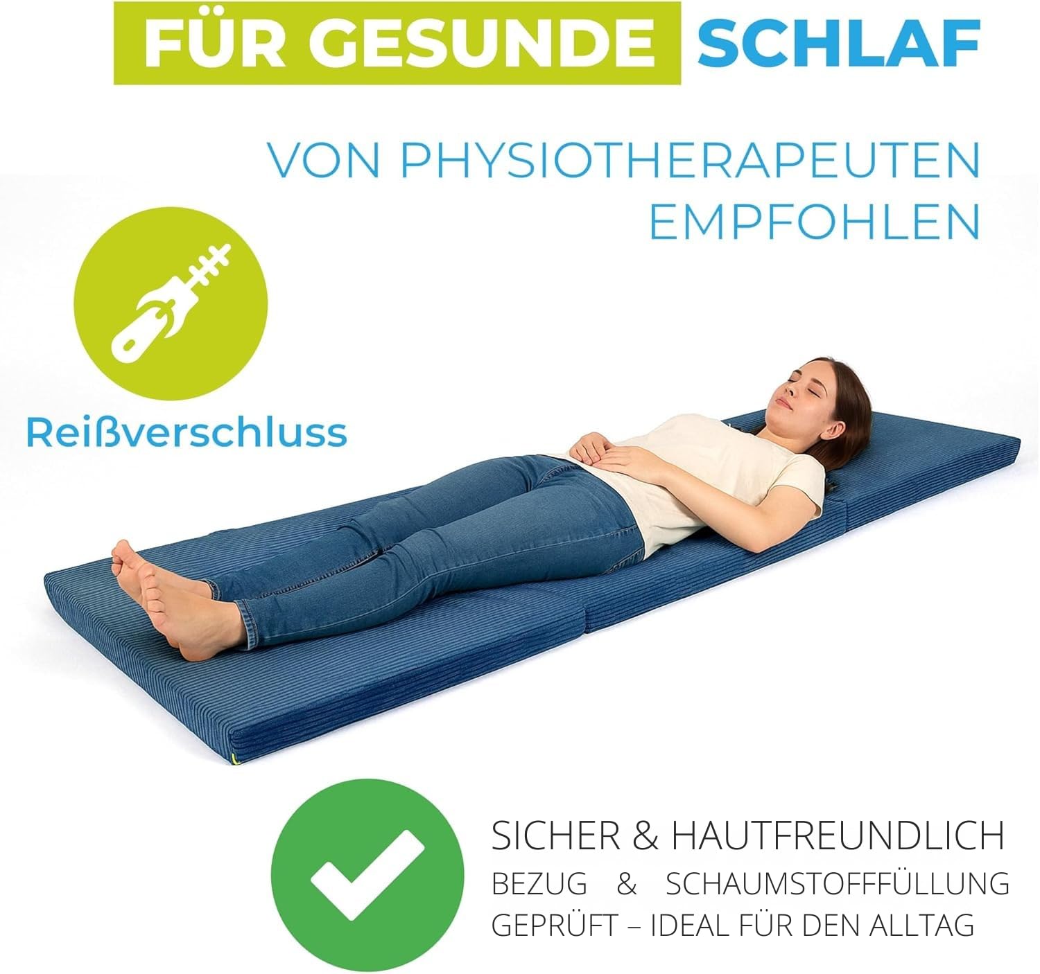Klappmatratze 195x75x15 cm mit abnehmbarem Bezug & Tragegriffen
