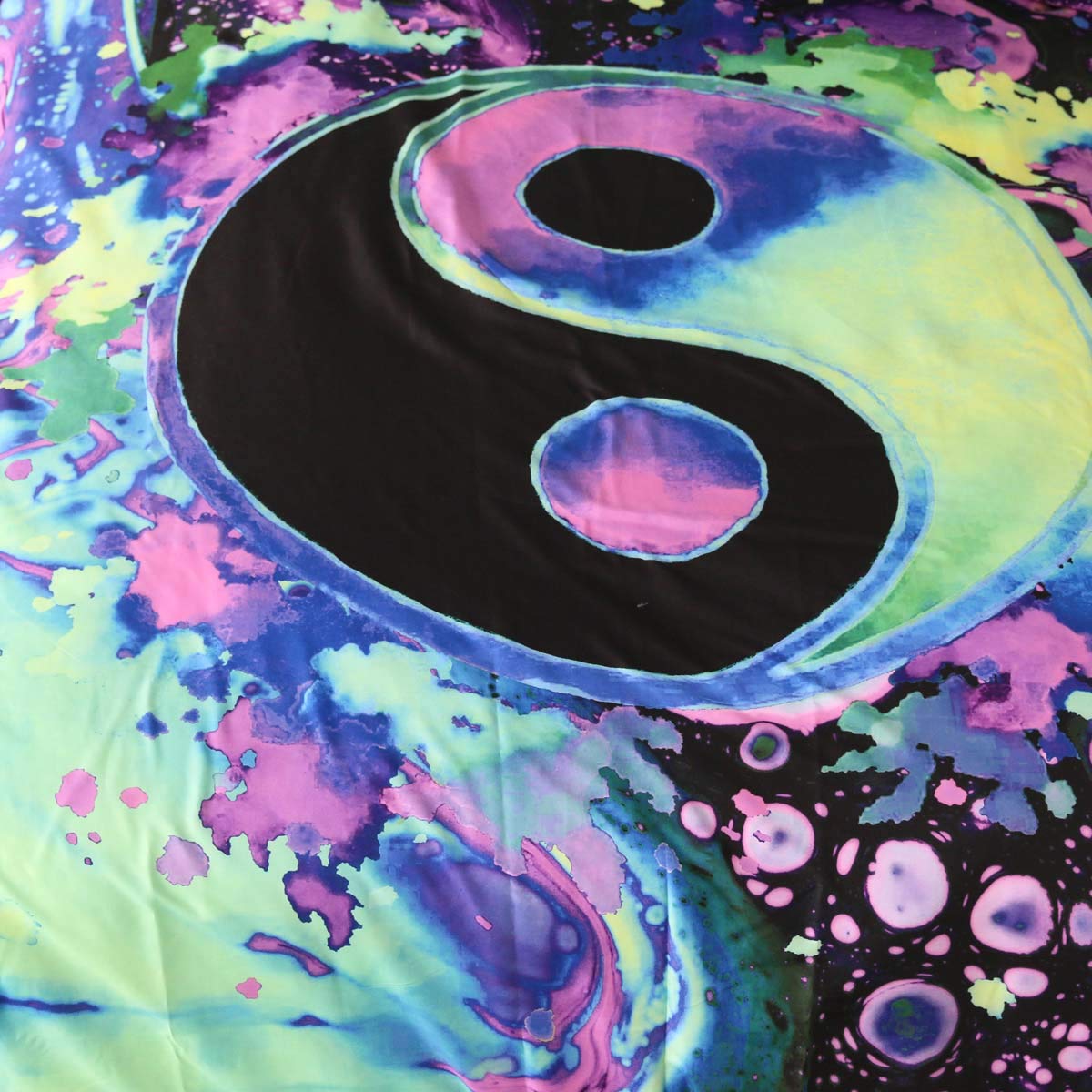 Sleepwish Colorful Yin Yang Bedding Trippy Psychedelic Art Boho Duvet Covers 3 Pieces Purple Pink Turquoise Splash Bubbles Bed Set (Full)
