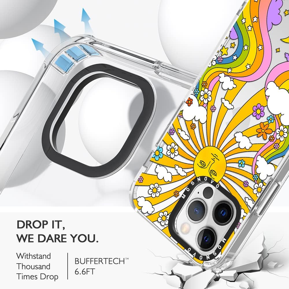 MOSNOVO Compatible with iPhone 12 Pro Max Case, [Buffertech 6.6 ft Drop Impact] [Anti Peel Off Tech] Clear TPU Bumper Phone Case Cover 70's Psychedelic Groovy Art Designed for iPhone 12 Pro Max 6.7"