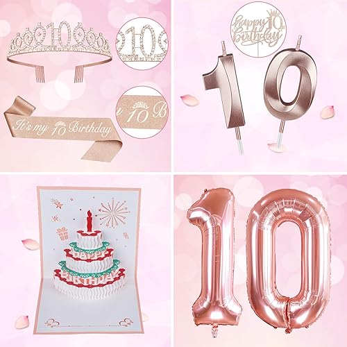 Miniatura 228 de Decoraciones de cumpleaños número 17 para niña, incluyendo tiara y banda de cumpleaños de 17, decoración para pastel y velas, globos de números