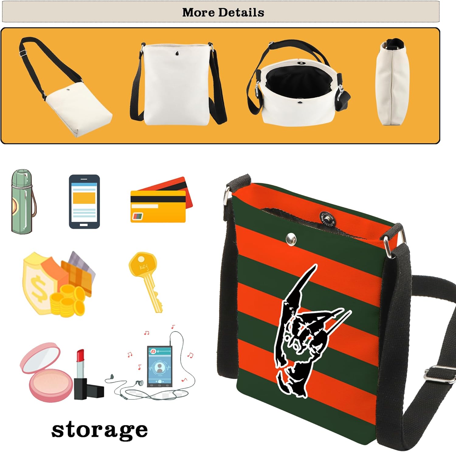 CMNIM Horror Movie Merchandise Gifts Character Crossbody Bag Movie Inspired Shoulder Scary Killer Lover - Image 7