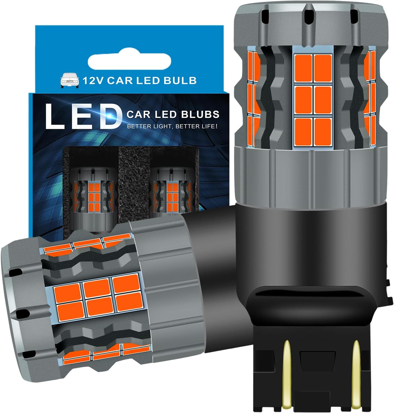 7443 LED Brake Light Bulbs Compatible For Toyota Highlander 2001-2016, Red Light, Plug and Play, Pack of 2