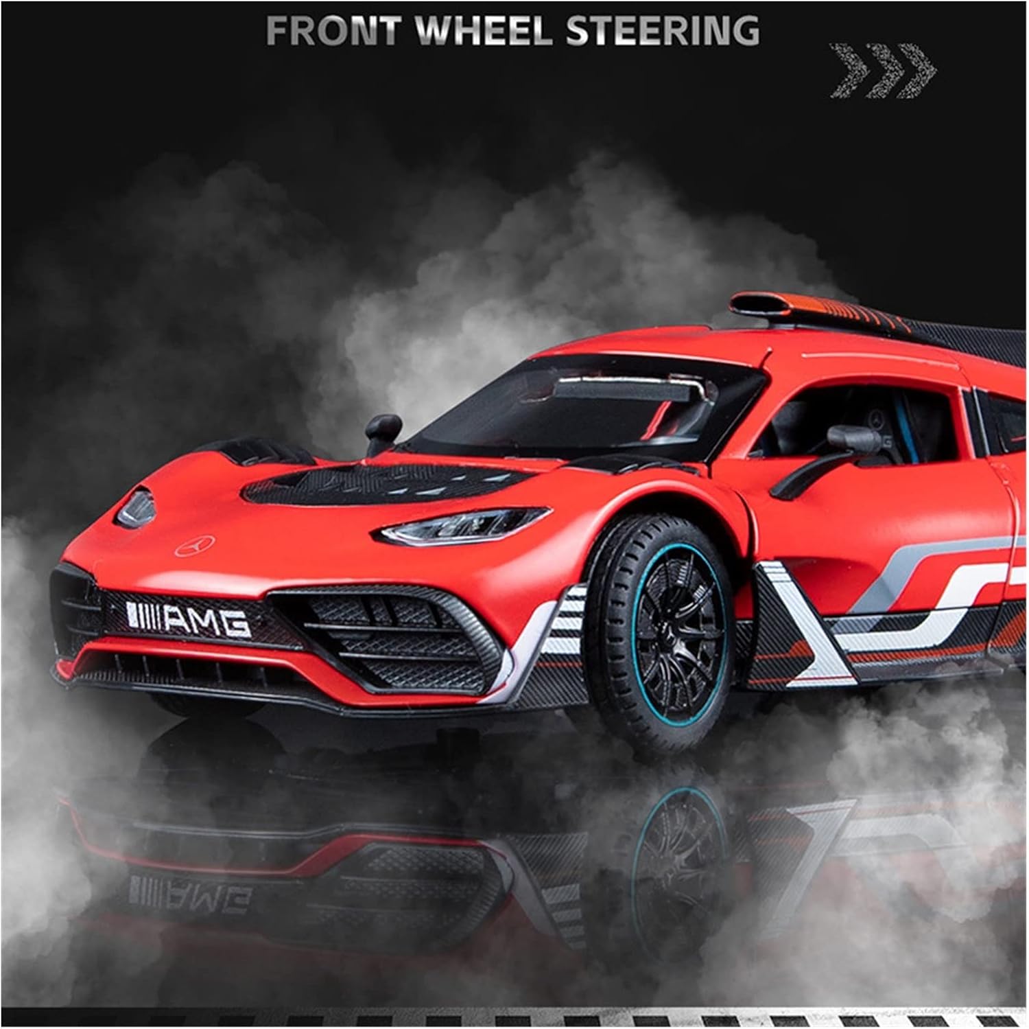 1:24 for M-B-ONE Sports Car Diecast Metal Alloy Model Sound Light Pull Back Collection Toy Gifts(Orange,with Box)