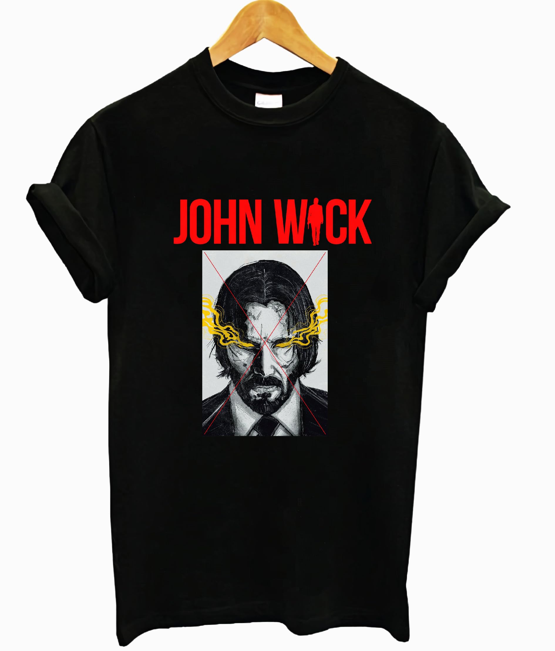 SL John Wick Printed T-Shirt for Men and Women Regular fit T-Shirt Round Neck T-Shirt Black Half Sleeves Pure 100% Cotton