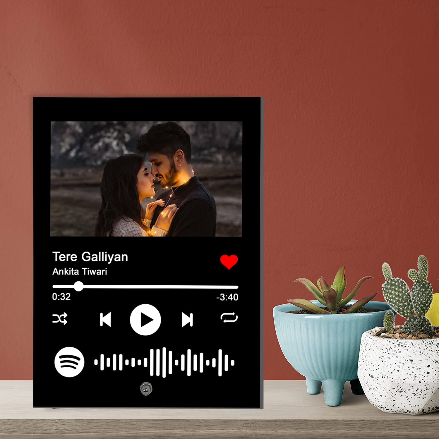 Customized Photo and song Spotify Plaque With Steel Removable Stand | Personalized Printed Frame with scannable code | Gift | Birthday | Anniversary (Black, Acrylic, 7 X 5 Inches)