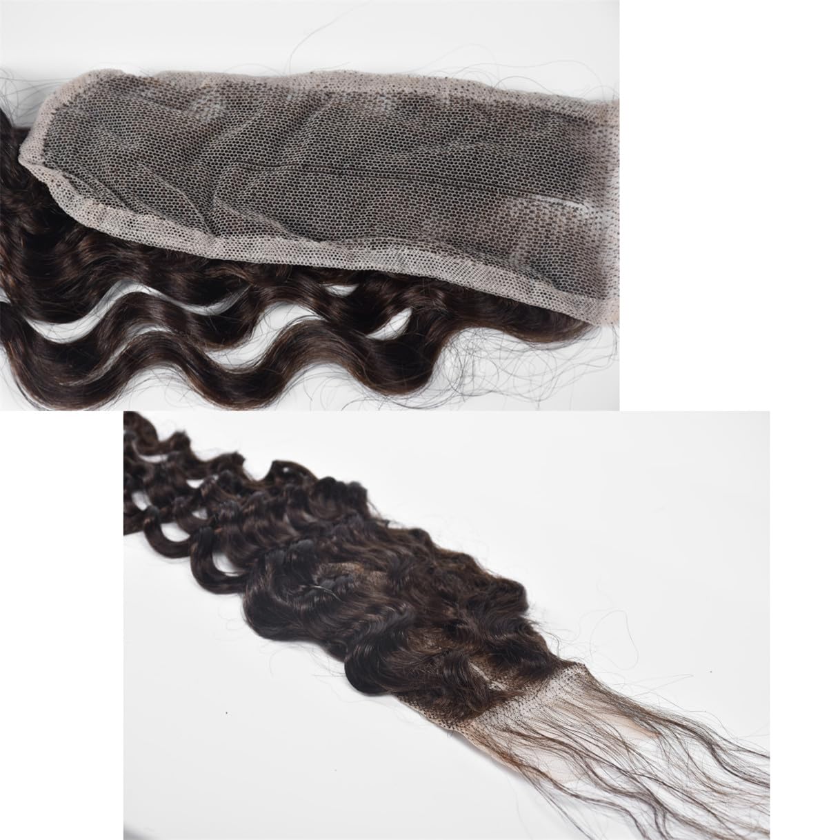 Brazilian Chocolate Brown 4# Deep Wave 2x6 Lace Closure - 100% Unprocessed Human Virgin Hair - Deep Curly - Chestnut Brown - 18inch