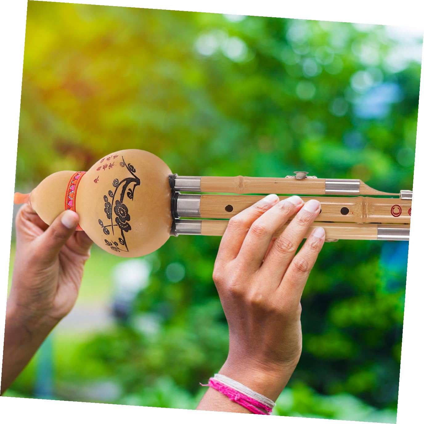 Strumento Musicale Hulusi Cinese Fatto a Mano in Bambù e Zucca, Flauto Etnico in Do Casuale per Principianti, per Musica Tradizionale e Amatori Stili multipli