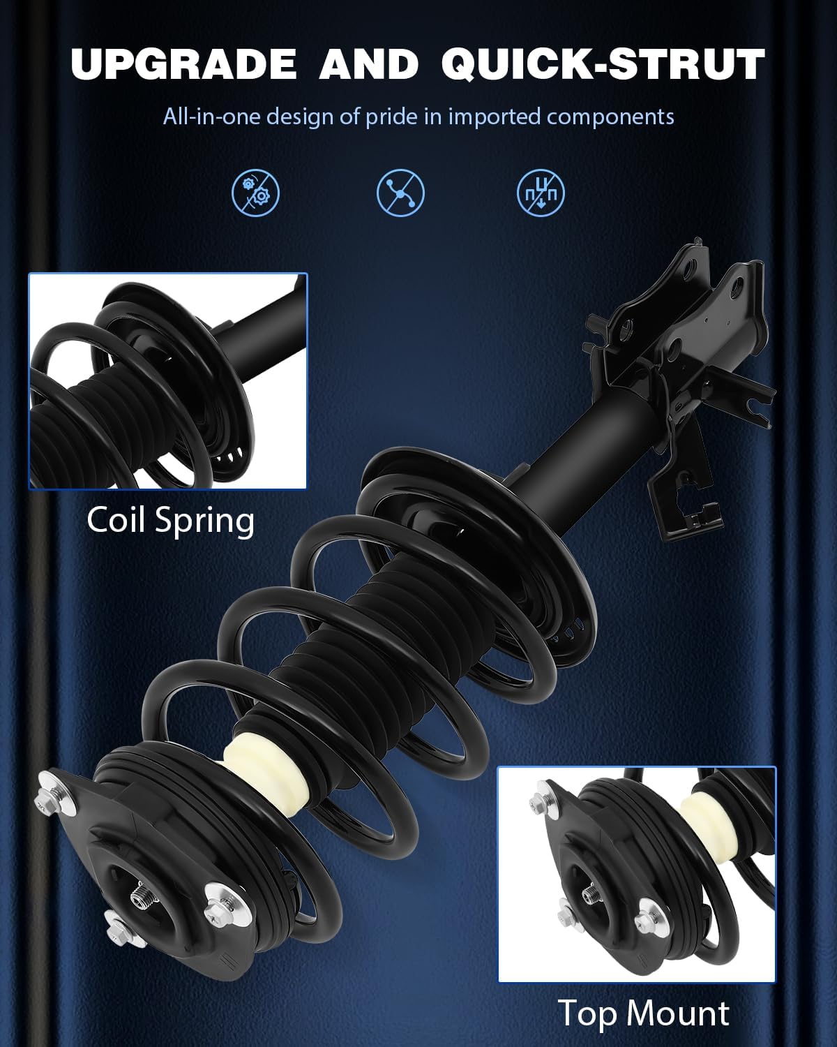 ECCPP Complete Struts Front Pair Strut Spring Assembly Shock Absorber for 2007-2012 for Nissan Sentra Set of 2