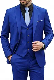 Conjunto de terno masculino MYS Slim Fit de 3 peças, jaqueta lisa de um botão com gravata