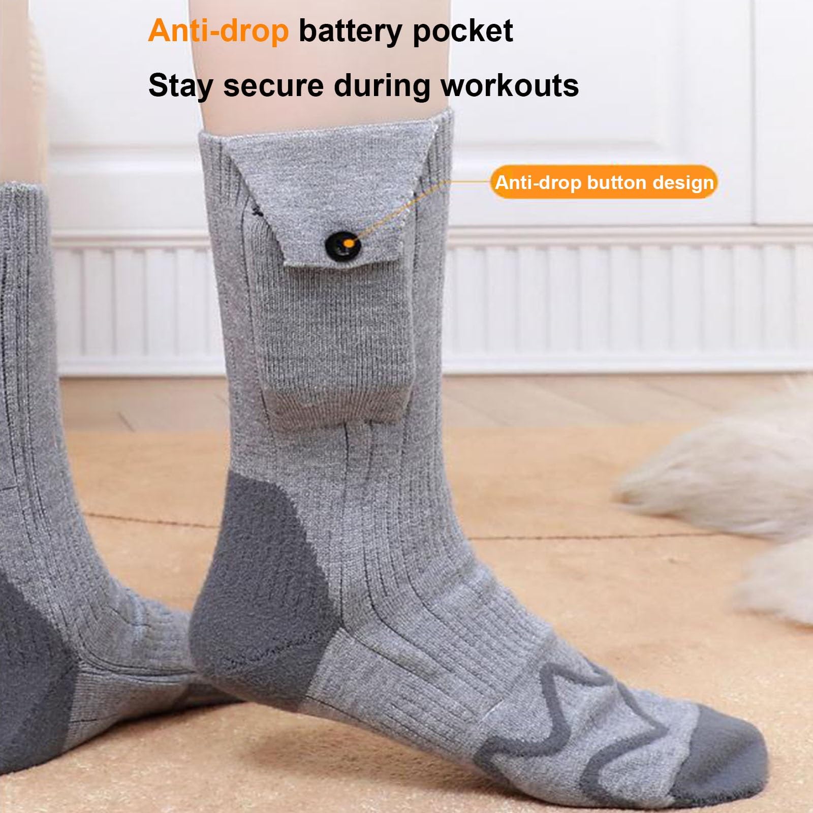 Calze Riscaldate a Batteria, Calzini Riscaldanti per Uomo & Donna, con Batteria da 5000 mAh, per Uomo e Donna, per Sci, Inverno, Caccia, Campeggio