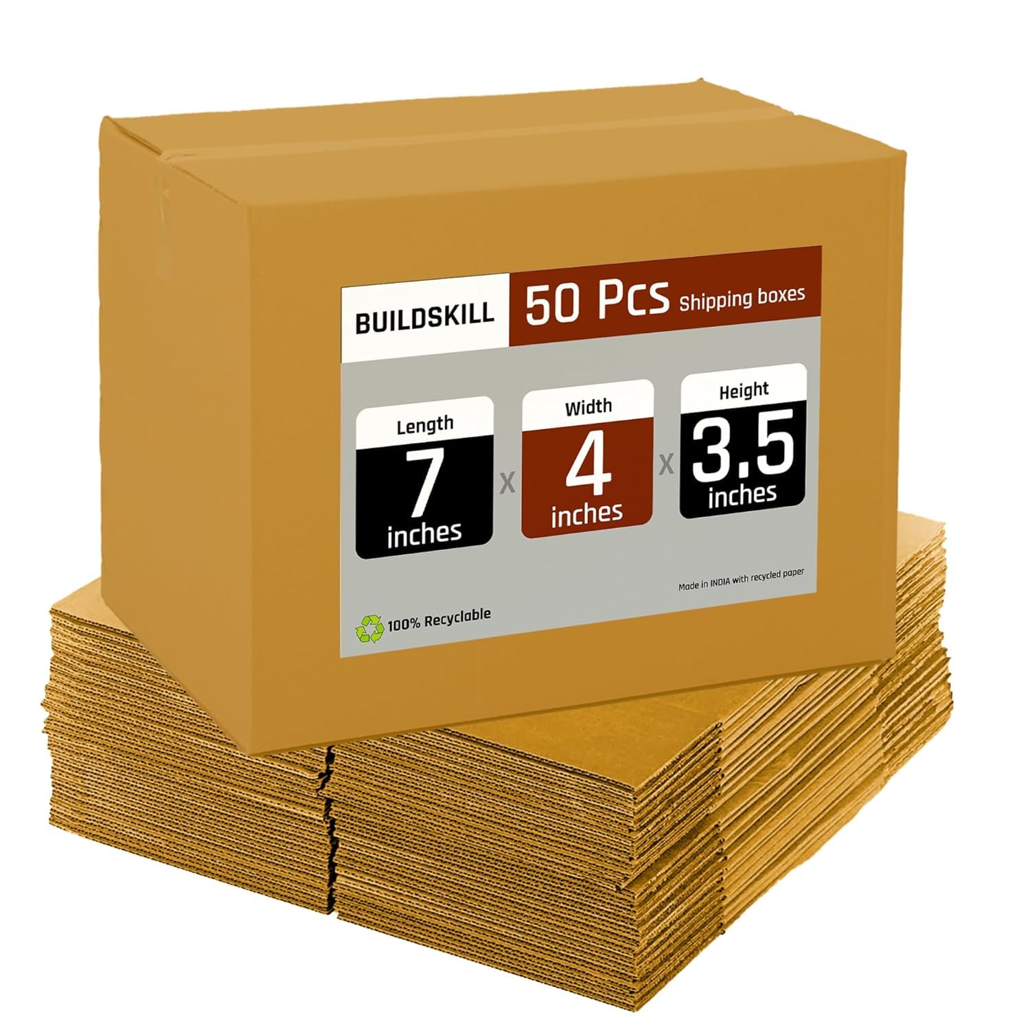 Small Size Box for Packing, Packing Material, 3Ply box for Packing Suitable E-commerce Shipping, Recycled Material, Ideal for Home Shifting (Pack of 100, 7x4x3.5) (B0DDGXS82F) Amazon Price History, Amazon Price Tracker