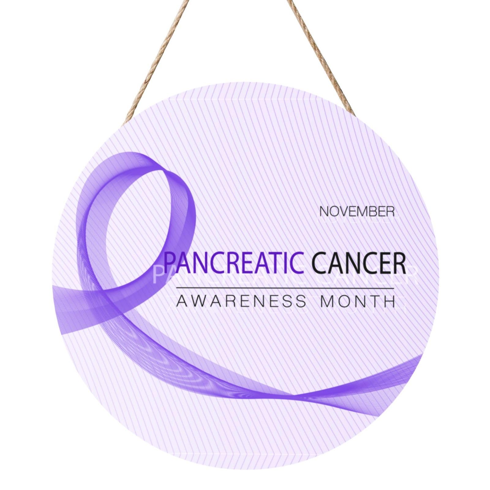 I Wear Purple For Pancreatic Cancer Awareness Door Signs Plaques Wood Welcome Sign For Front Door Wall Hanging For Home Farmhouse Office Classroom Party Decoration