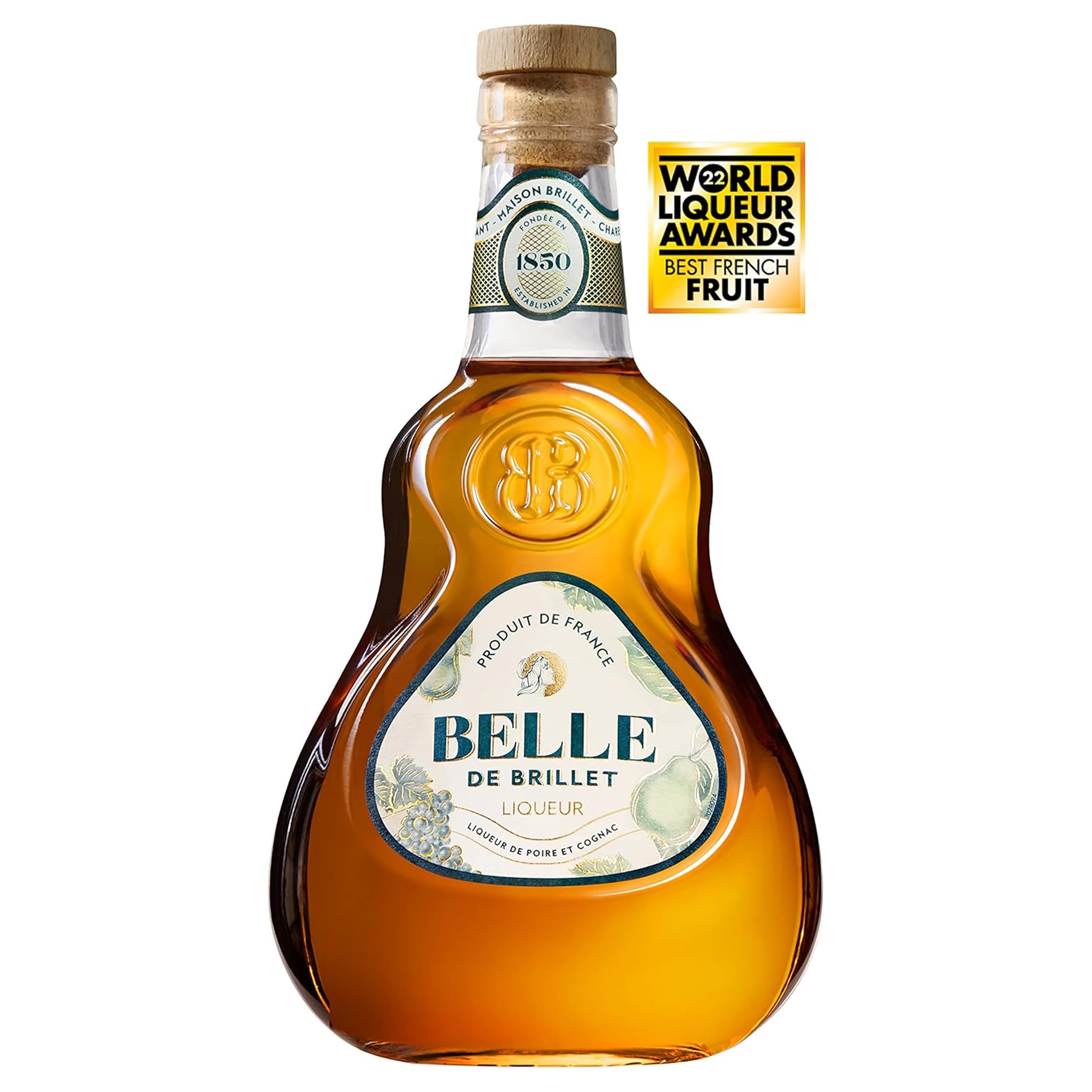 BELLE BRILLET - Licor de Pera y Coñac, 30% Volumen de Alcohol, 70 cl
