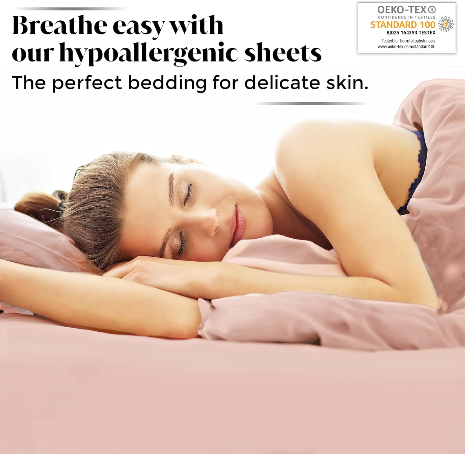 Luxury Bamboo Market | Queen Size Bed Sheet Set | 100% Viscose Made from Bamboo | Organically Grown | Ultra Soft | Cooling Sheets for Hot Sleepers | 17" Deep Pocket [Rose Quartz] - Image 3