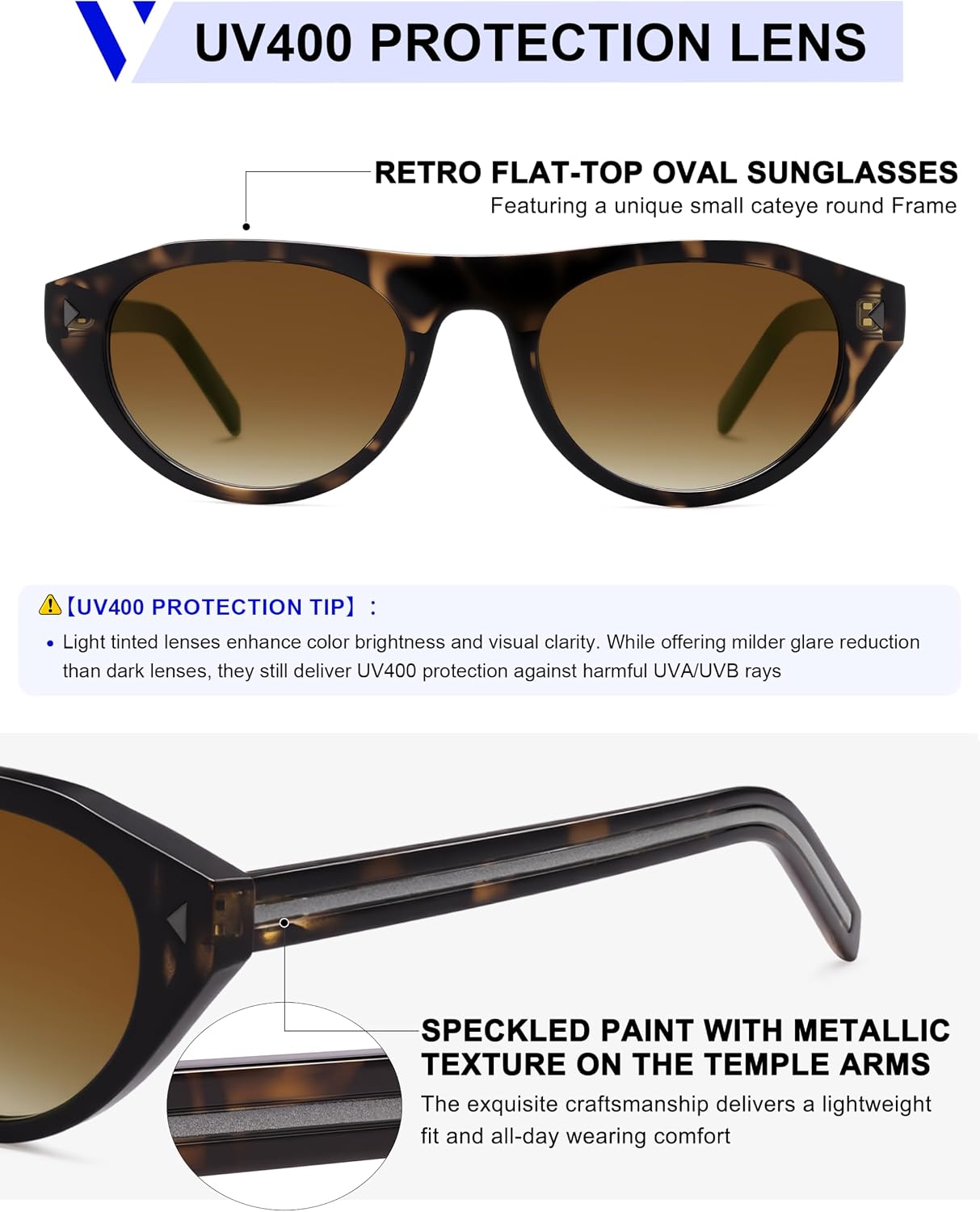 VANLINKER Retro Small Oval Sunglasses for Women Men Trendy Narrow Round Cateye Shades VL9915