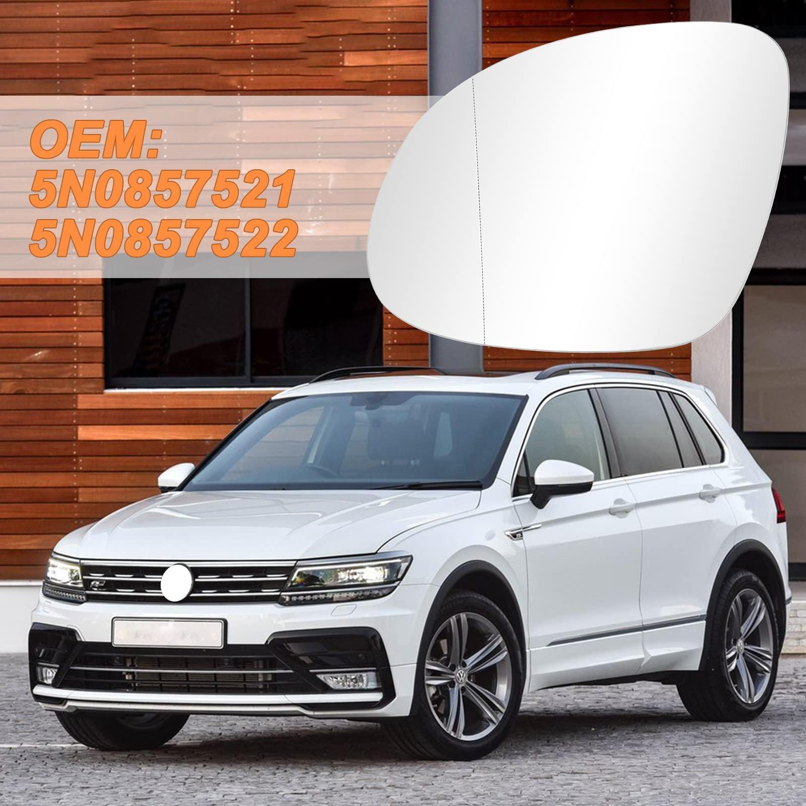 ELNas Cristal Espejo Retrovisor Calefactable para VW Sharan 2010-2022 | Vidrio Lateral Gran Angular | Antivaho y Antideslumbrante | Repuesto Retrovisor,Left