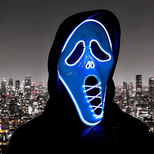 Miniatura 4 de Máscara de Halloween que brilla y aterradora máscara de calavera Halloween de terror para mascarada, cosplay, fiesta, decoración de accesorios