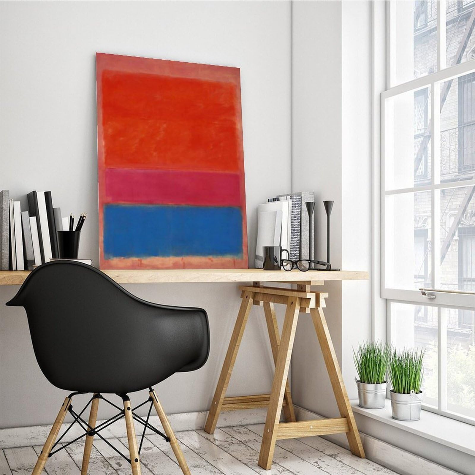 F I N U C B 33+ Mark Rothko słynne kolorowe pole plakat wydruki nr 1 (królewski czerwony i niebieski) autorstwa Marka Rothko obraz olejny płótno ściana art deco nadruk ramka 61 x 91 cm (60 x