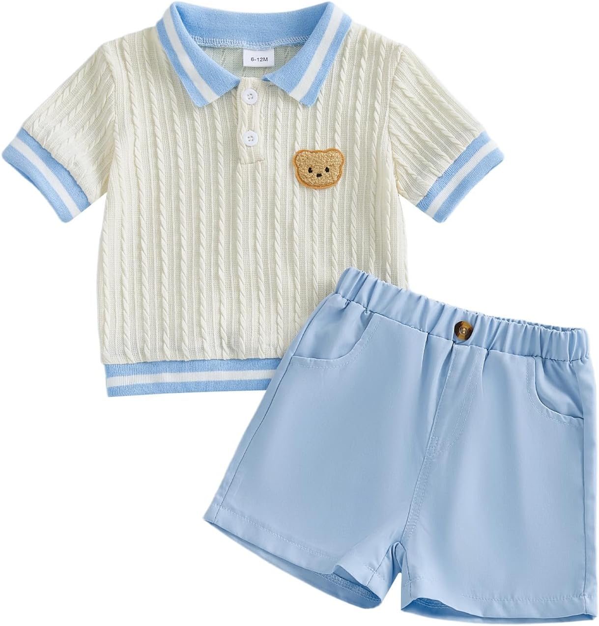 Giraropa Toddler Baby Boy Clothes Button-Down Shirt Tops + Kids Shorts Set Cute Casual Toddler Boy Summer Clothes 6M-5T
