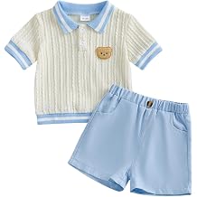 Giraropa Toddler Baby Boy Clothes Button-Down Shirt Tops + Kids Shorts Set Cute Casual Toddler Boy Summer Clothes 6M-5T