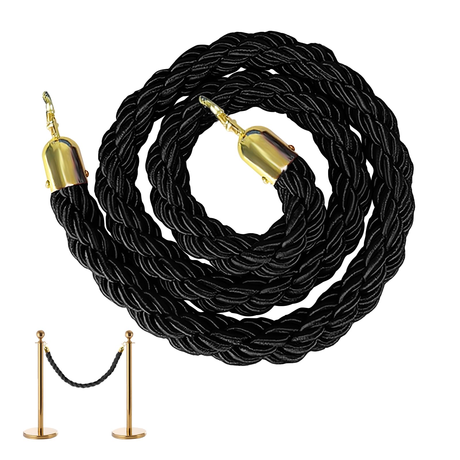 Corde de Barrière Torsadée 1,5m avec Crochet pour Système de Guidage Noir