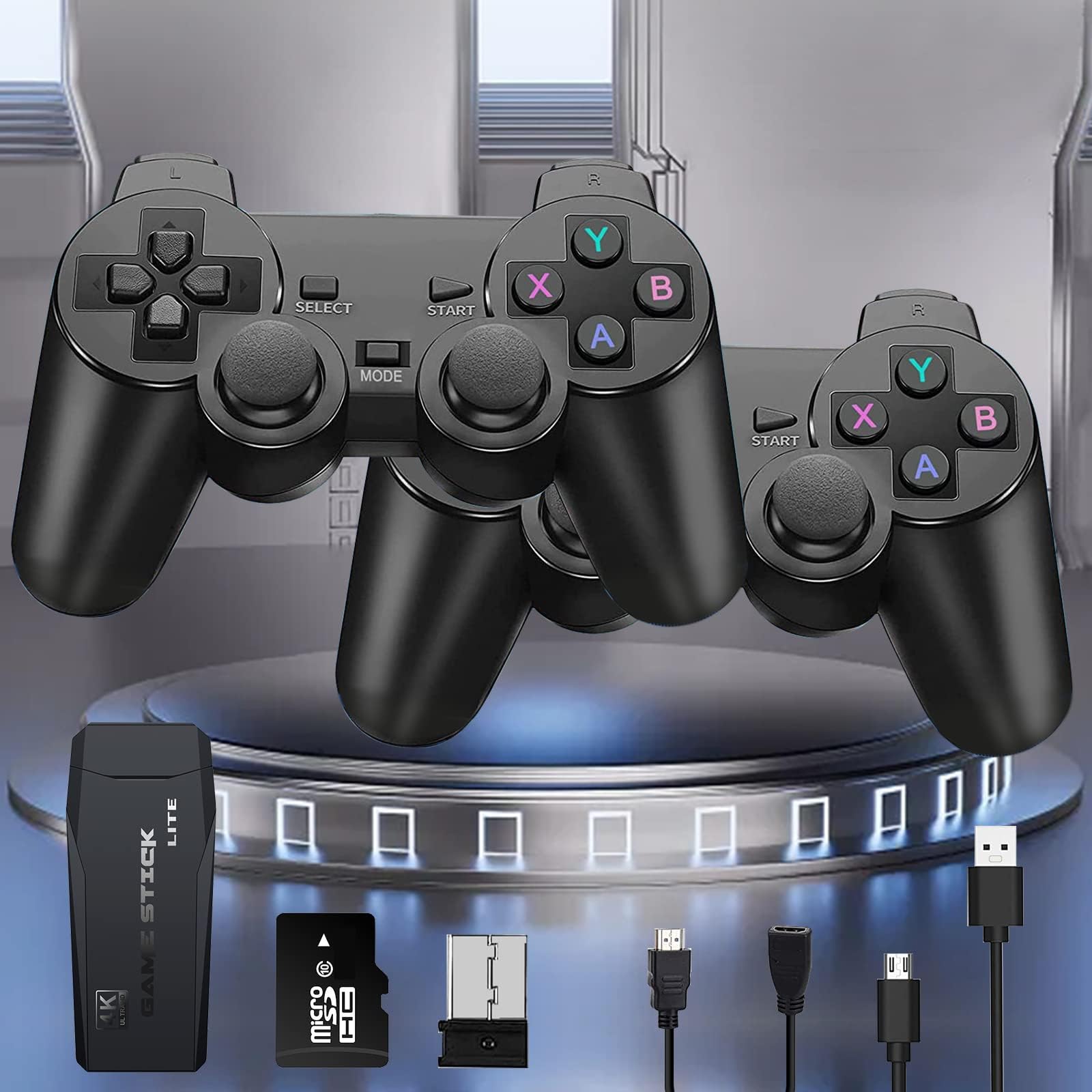 Wireless Retro Game Console,Retro Game Stick,Plug and Play Nostalgia Video Game Stick,4K HDMI 13000+ Games Built-in,9 Classic Emulators Games,Dual 2.4G Wireless Controllers,Gift for Kids Men Women