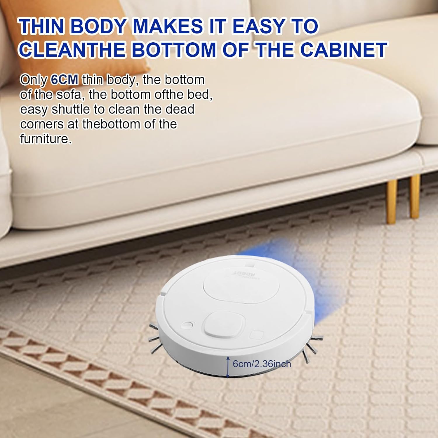 Robotic Vacuum Cleaner, Robot Vacuum and Mop,Advanced Obstacle Avoidance,Slim aspiradora Robotic Vacuum Cleaner Design, Tangle-Free Suction,Ideal for Hard Floor,Carpet,Pet Hair,One Click Start,White