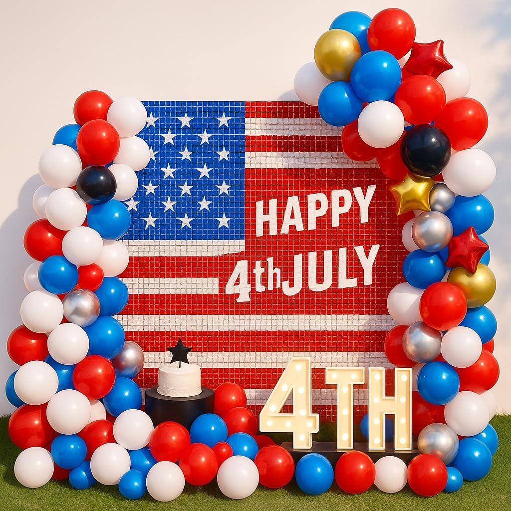 150PCS Red White Blue Balloon Arch Garland Kit – 4th of July Independence Day Decorations for Patriotic, Memorial Day, Veterans, Baseball Game, Nautical & Americana Party Decor