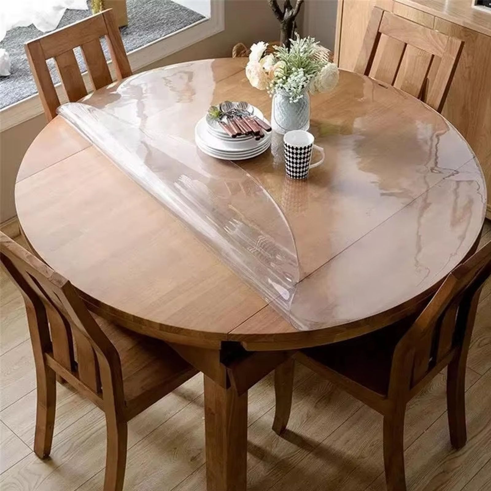 Custom Size Round PVC Tablecloth Transparent, Dining Table Protector, Waterproof, Oil-Proof, Glass Soft Cloth, Table Cover, Home, Kitchen Dining, Dining Room Placemat