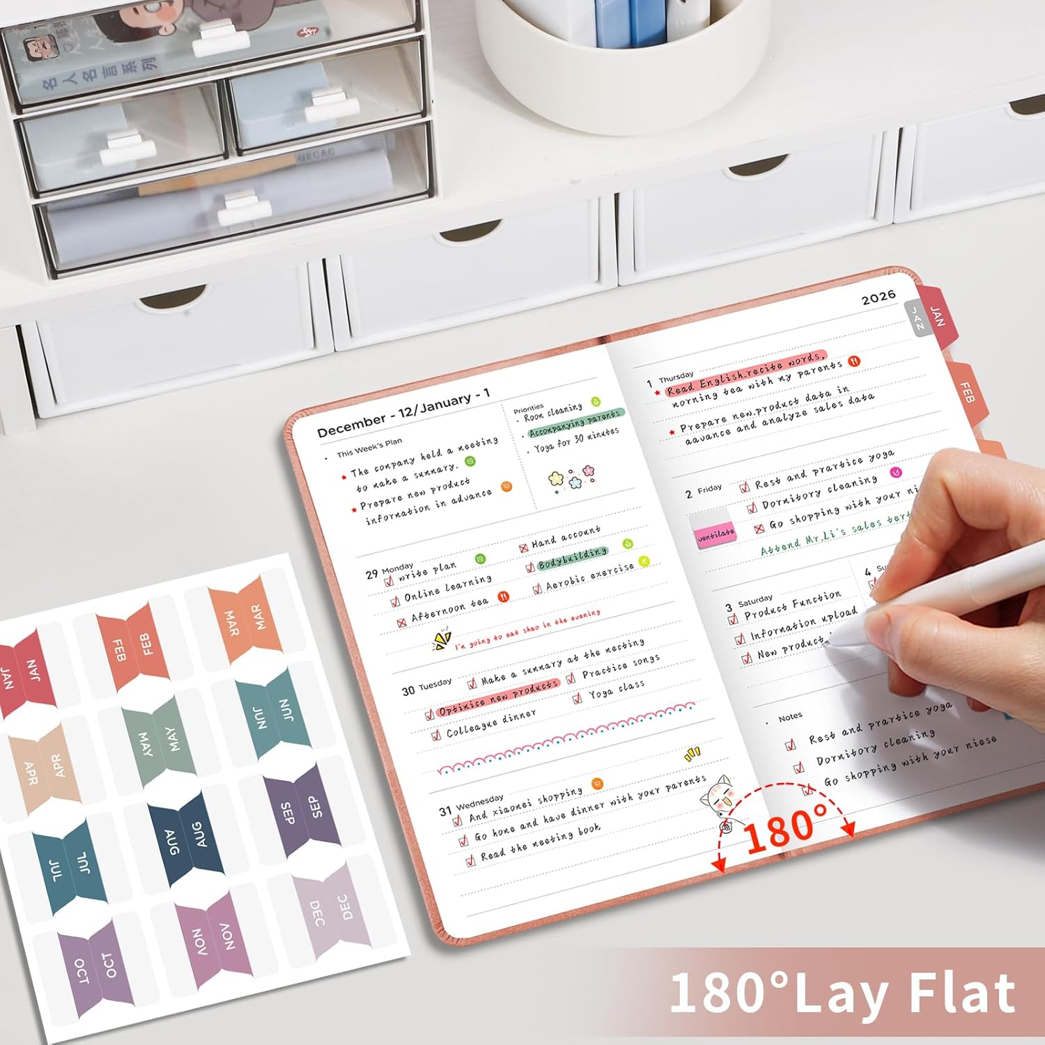 AHGXG Pocket Calendar Planner 2026-2027, Weekly and Monthly Small Planner, 15 Months, JAN 2026 - MAR 2027, Mini Size, Hardcover, Inside Pocket, For Women Men School Home Office Supplies, 3.9''X 6.7'' - Sage Green image 7 of 8 B0B6VRWCDT