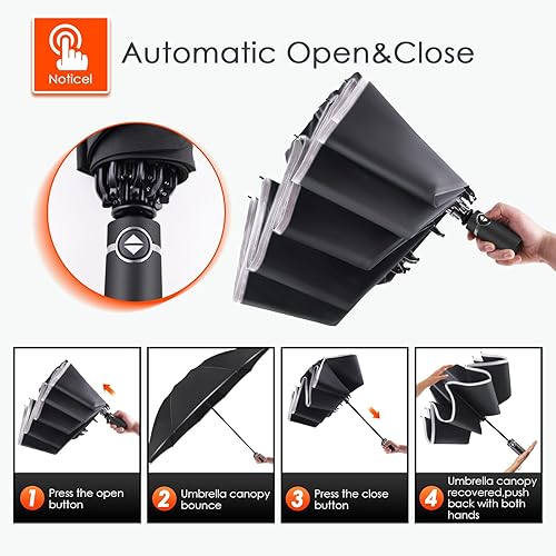Miniatura 4 de Bodyguard Inverted Umbrella, Large Windproof Umbrellas for Rain & Sun, Compact Umbrella Reverse Umbrella with Reflective Stripe, Teflon Umbrella for