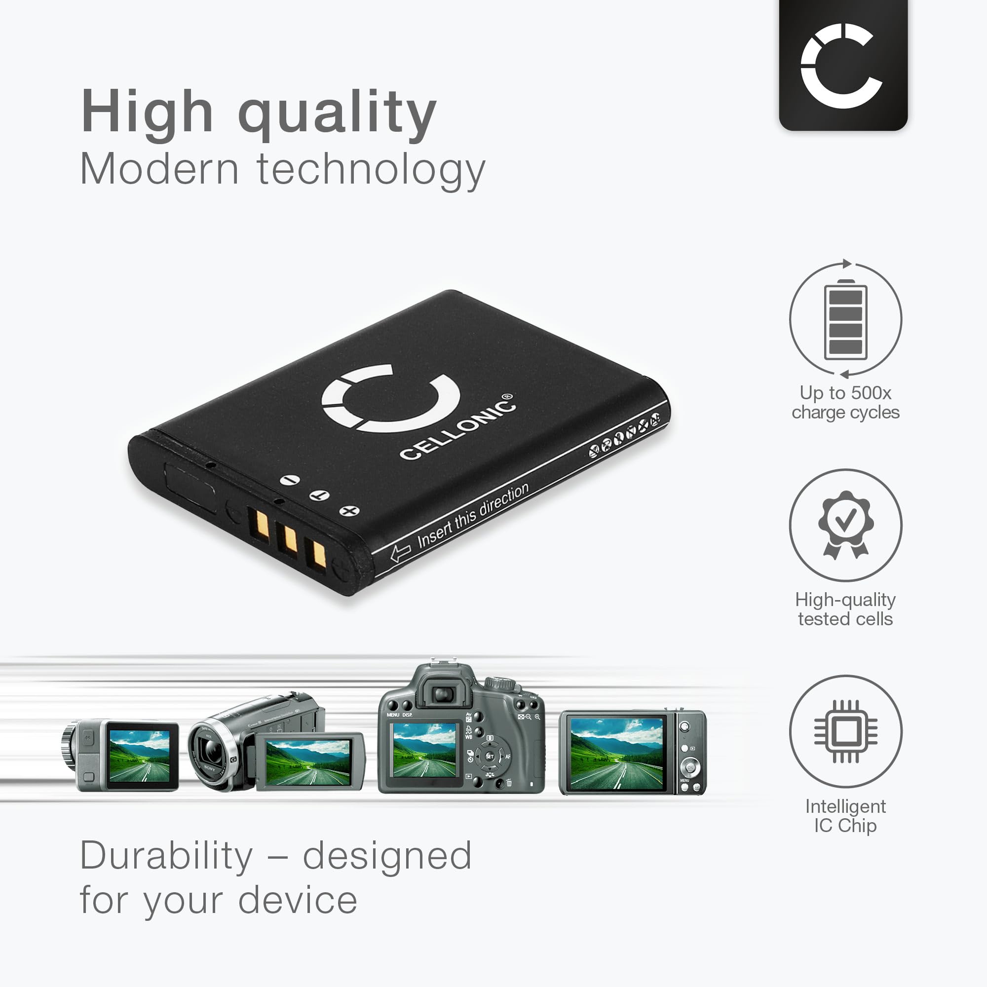 CELLONIC, Batteria per Fotocamera compatibile con Pentax D-LI88, Optio P70, H90, RS1000, W90, P80 (3.7V, 740mAh) 2 Pezzi