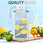 Fridge Pitcher – 60 OZ. Glass Water Fridge Pitcher with Lid by Home Essentials & Beyond Practical and Easy to use Fridge Pitcher Great for Lemonade, Iced Tea, Milk, Cocktails and More Beverages.
