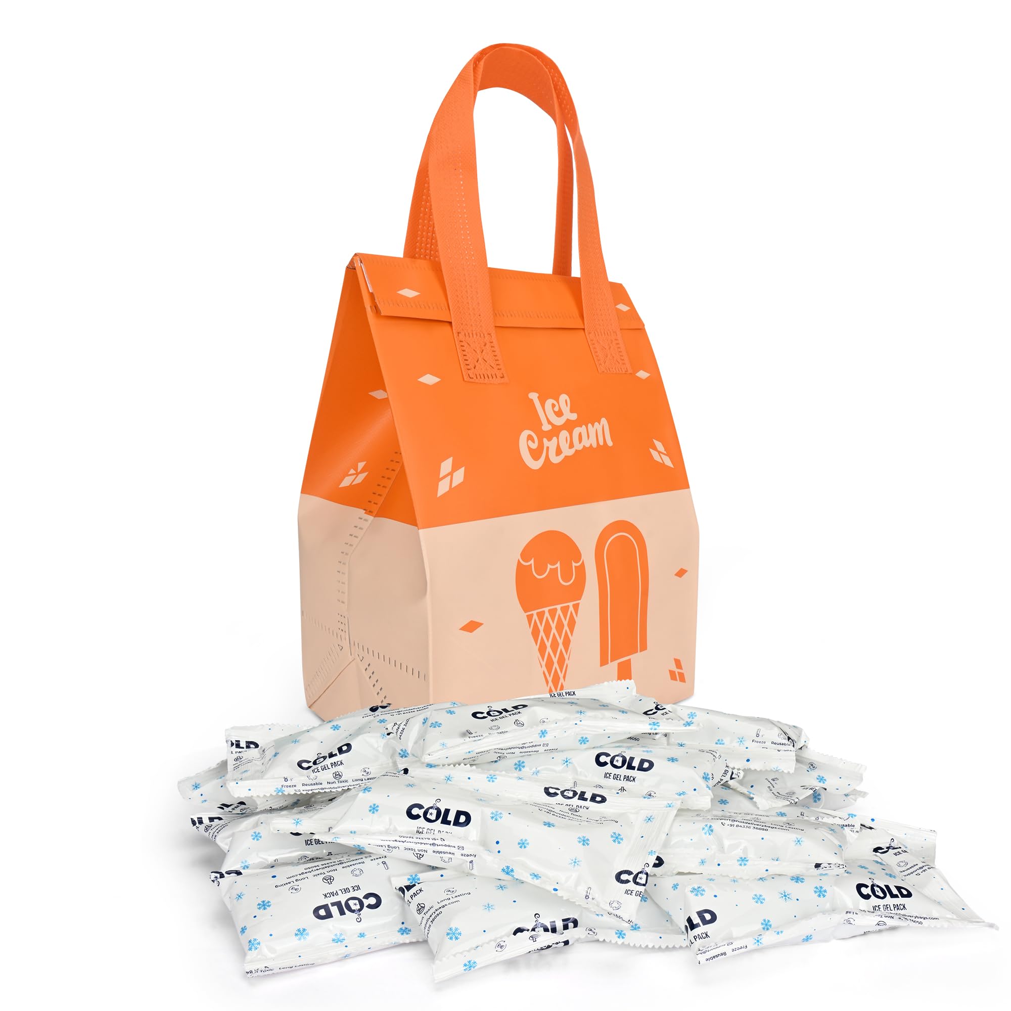 Ice Cream Delivery Cooler Bags with Reusable Gel Packs | Thermal