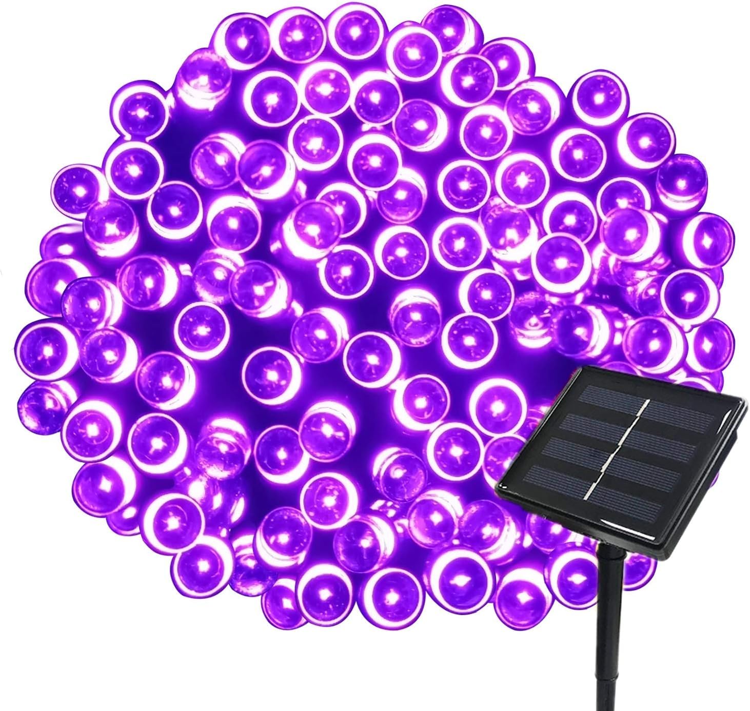 RunQiao Solar Fairy String Lights Outdoor Garden Waterproof 164ft/ 50m 500 LED for Trees Patio Fence Wedding Party Purple 8 Modes with Remote,USB Charging
