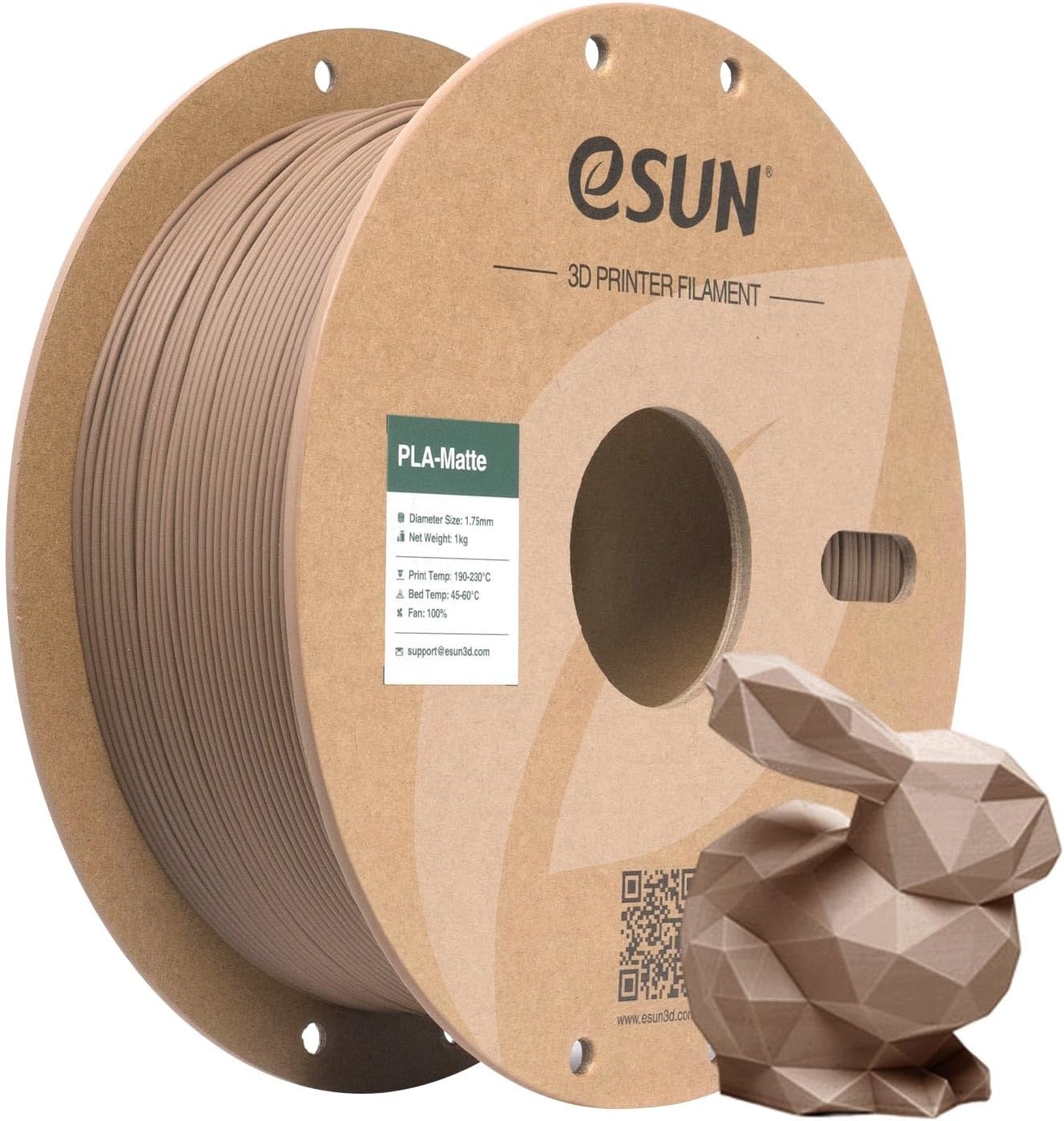 eSUN Matte PLA Filament 1.75mm 3D Printing Filament, 1kg Cardboard Spool(2.2lbs) 3D Printer Filament PLA for Most FDM 3D Printers, Light Khaki 2Pack