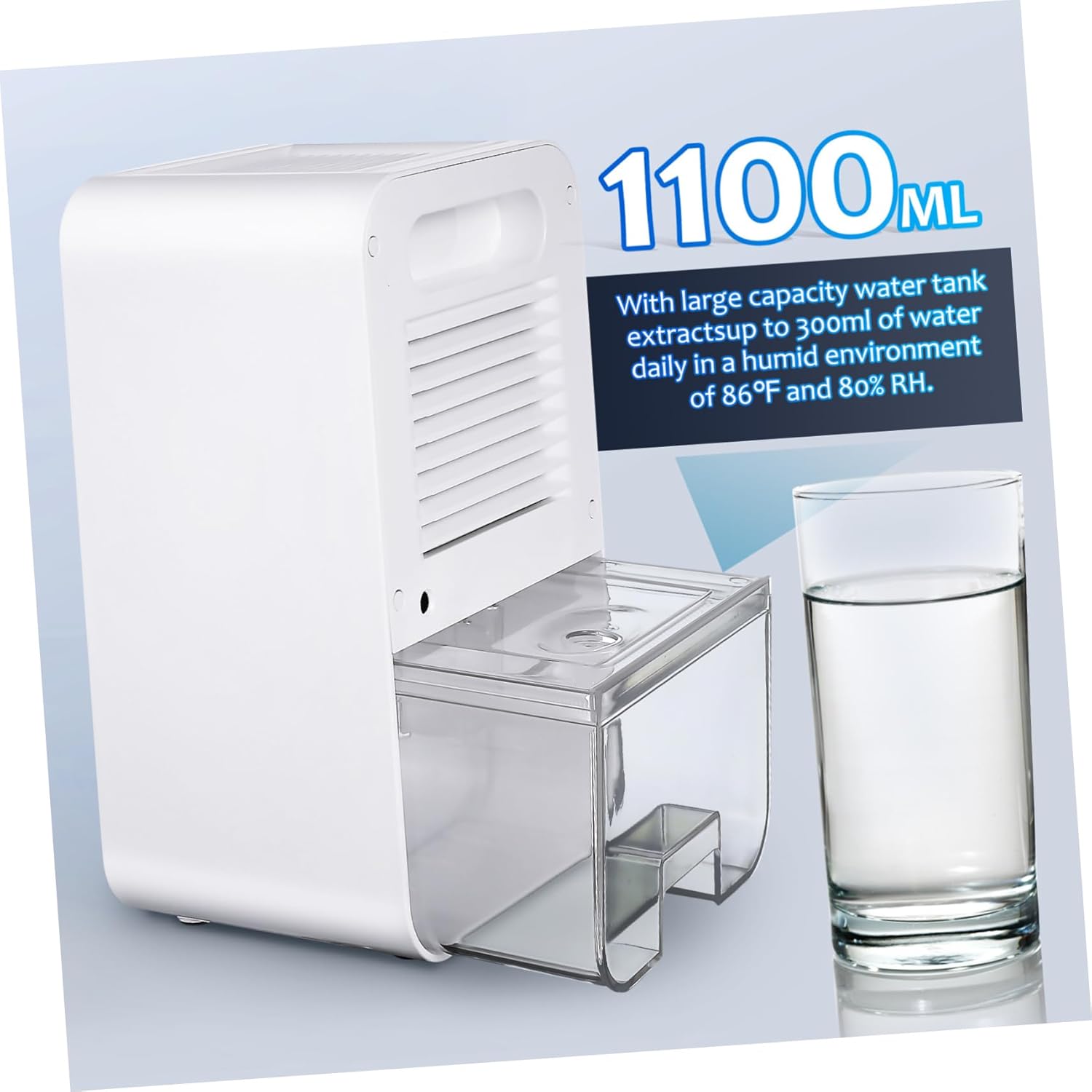 Portable Dehumidifier for Home Efficient Moisture Removal Bathroom Bedroom and Basement Water Tank Safe Auto Shut off Stylish White Design