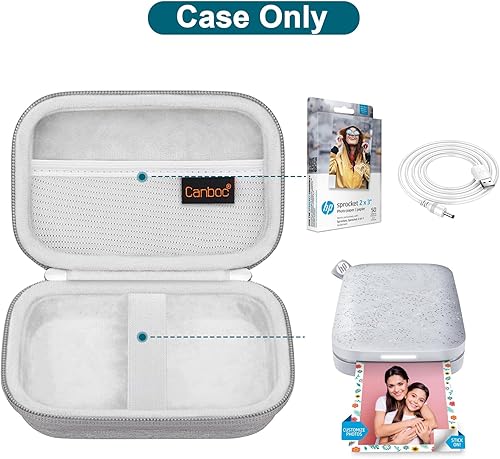 Miniatura 2 de Canboc Funda rígida para impresora fotográfica HP Sprocket de 2 x 3 para teléfono inteligente instantánea (funda Luna Pearl), bolsillo de malla