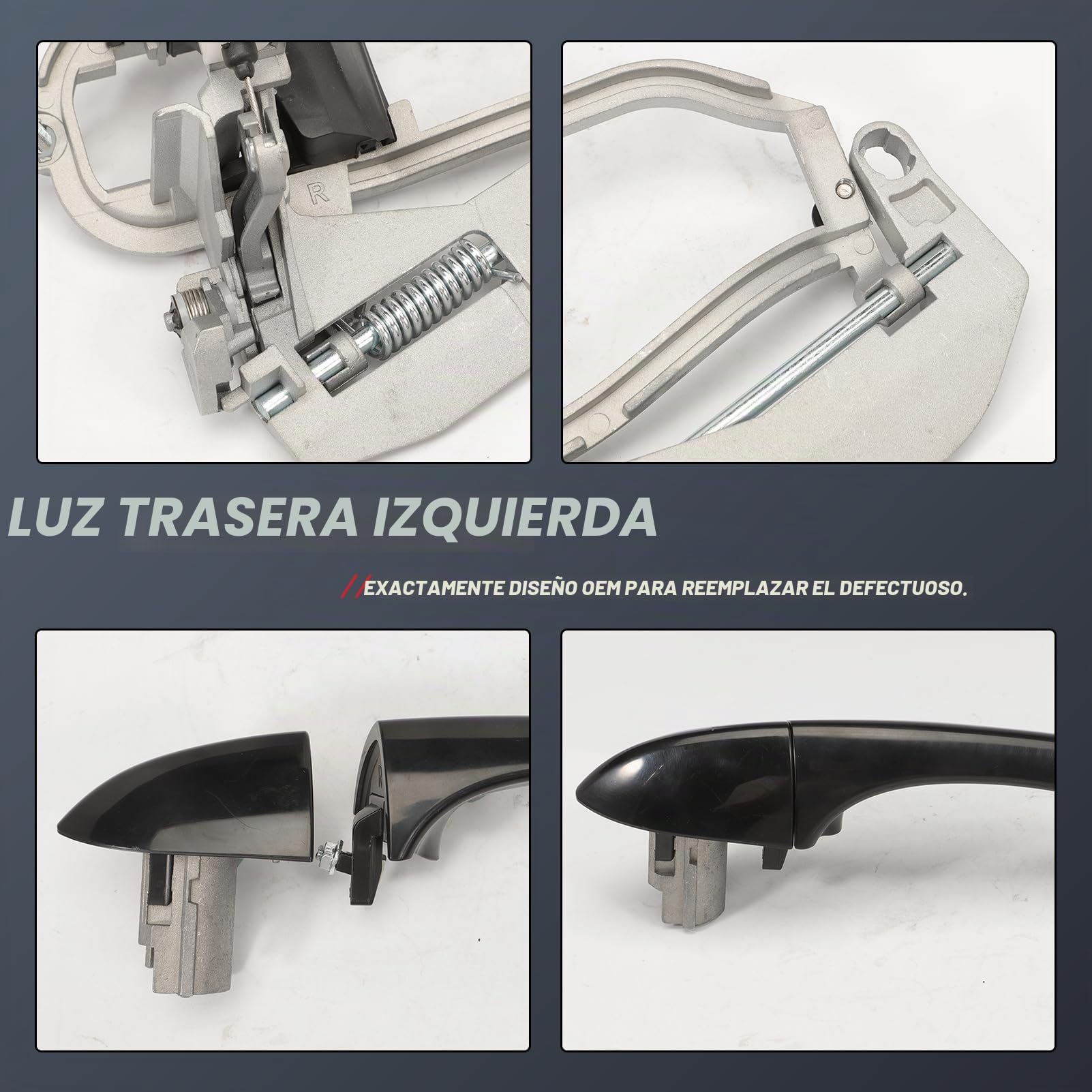 Mecanismo de tirador de puerta exterior compatible con X5 E53 (1999-2006) delantero derecho (lado del pasajero) negro 8 cm de ancho