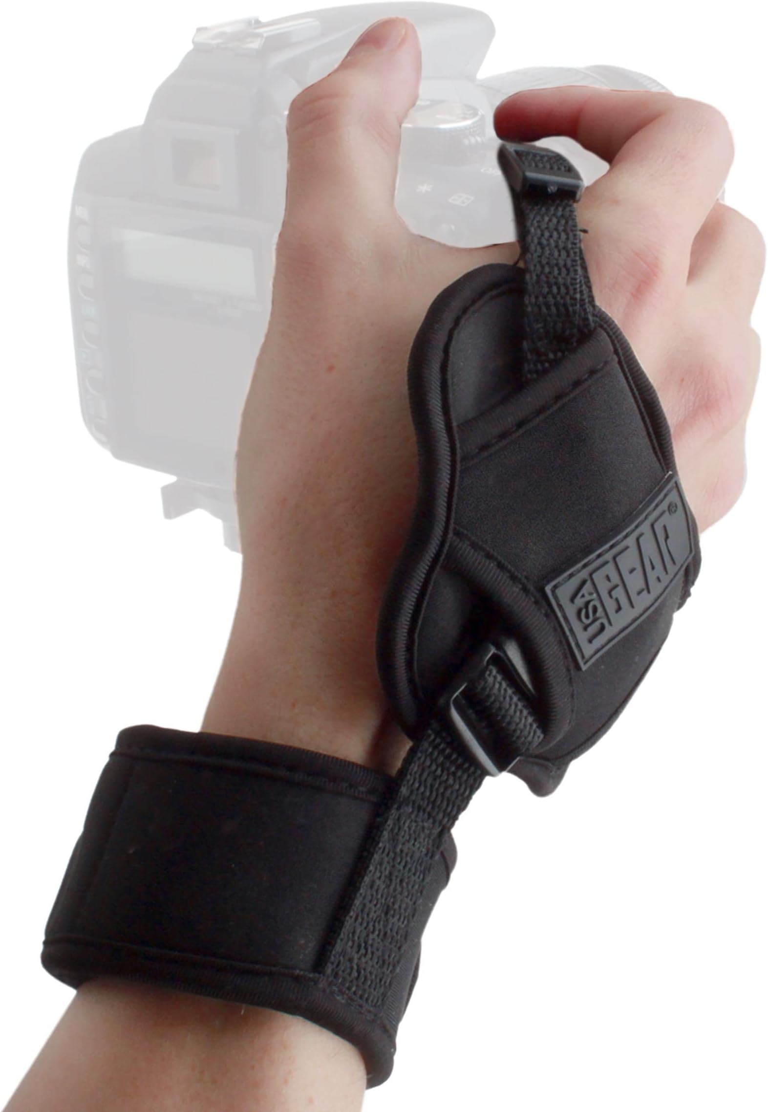USA GEAR DualGRIP Professional Grip Camera Wrist Hand Strap with Neoprene Design and Metal Plate - Compatible with Canon, Fujifilm, Nikon, Sony, and more DSLR, Mirrorless, Point & Shoot Camera (Black)