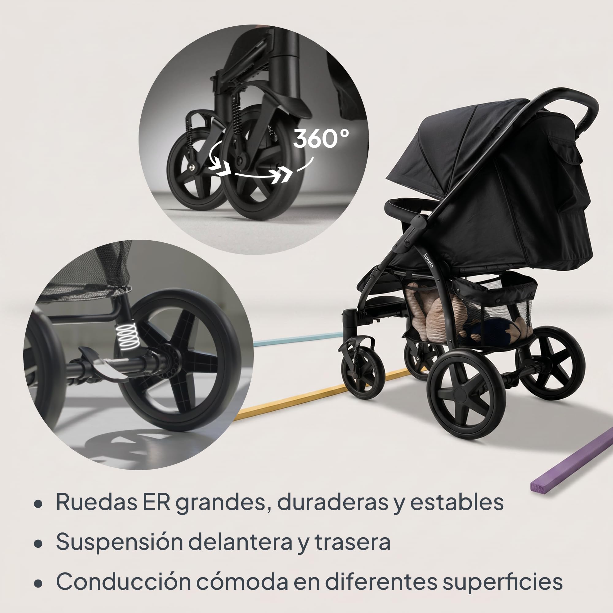 LIONELO Annet Silla de Pase Para niños hasta 22 kg 0-48M ajuste del respaldo hasta posición horizontal Capucha XXL Plegable fácil con ventana Mosquitera (Chocolate Negro)