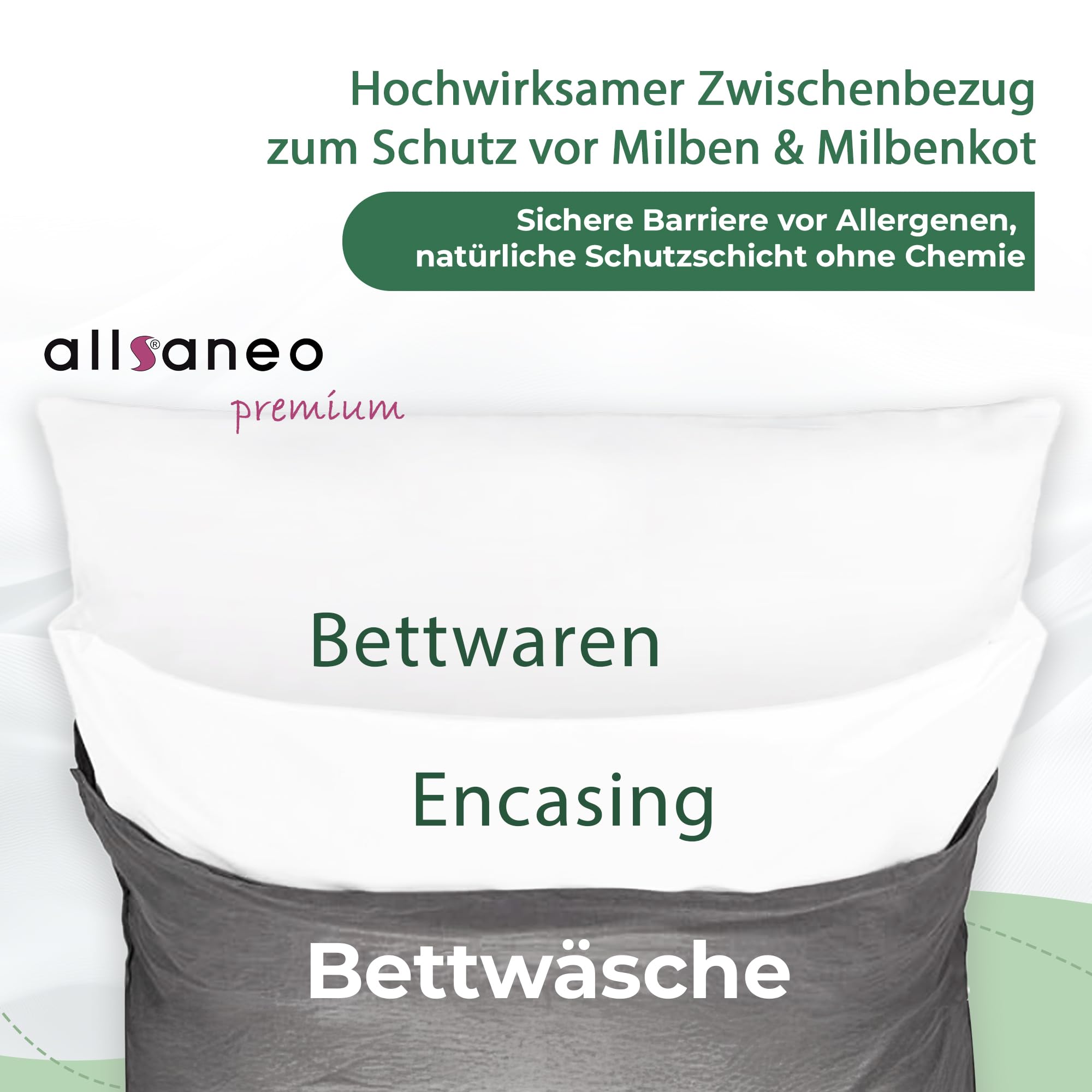 allsaneo Premium Encasing, coprimaterasso 180 x 200 x 30 cm, per chi soffre di allergie, extra morbido e leggero, rivestimento intermedio antiacaro per materasso