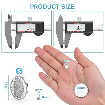 100 Pcs Small Mini Round Magnets, 8 x 3mm Nail Clipper Magnet